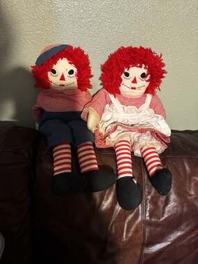 Vintage Raggedy Ann and Andy Cloth Doll Set